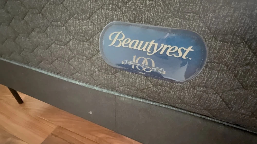 Beautyrest brand label on the side of the Silver BRS900 mattress