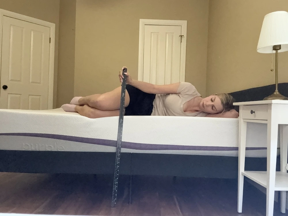 Side sleeper testing the Purple Plus mattress