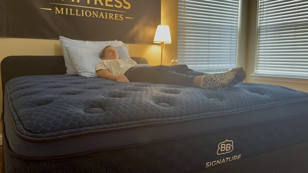 Back sleeping pressure relief test on Brooklyn Bedding Signature Hybrid