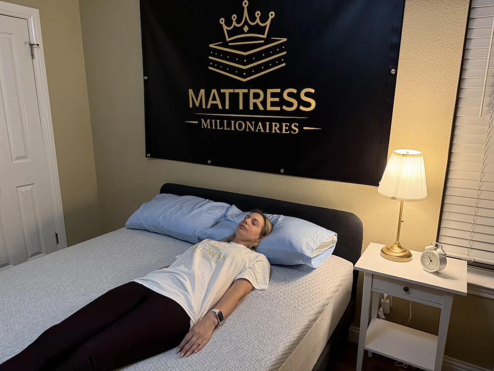 Back sleeper testing support on Casper Dream mattress