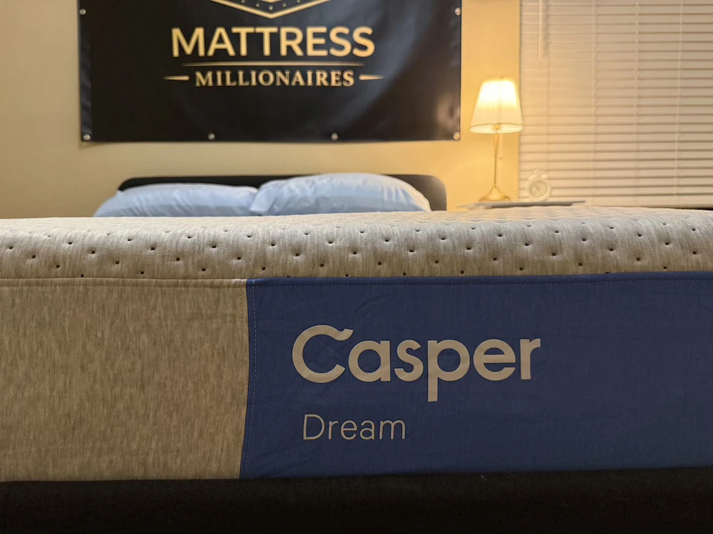 Casper Dream mattress logo on the blue side panel