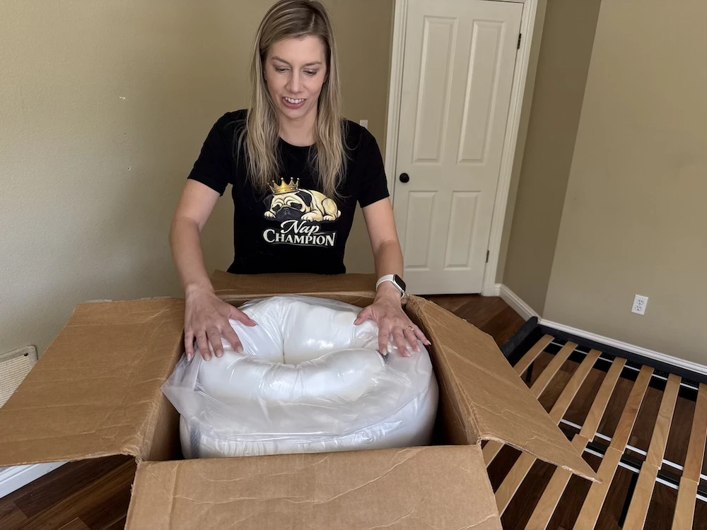 Unboxing the rolled foam comfort insert for the DLX Premier Hybrid mattress