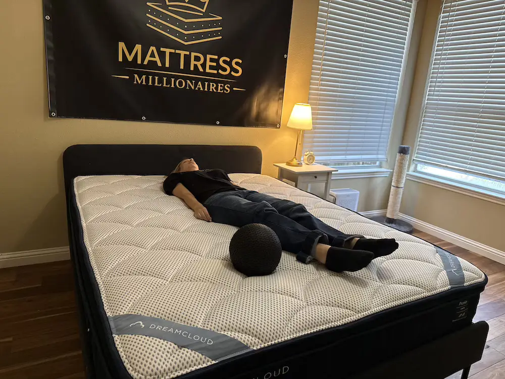 Back sleeper testing support and contouring on the DreamCloud Premier Hybrid