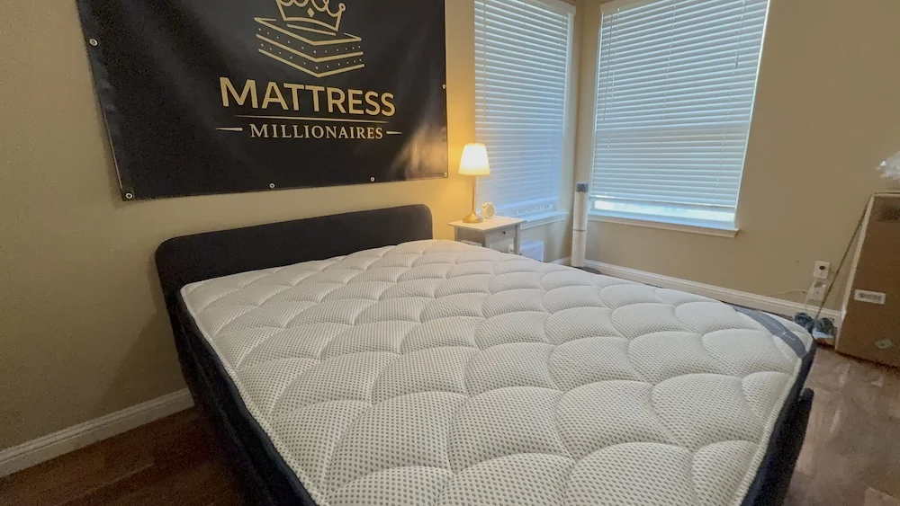 DreamCloud Premier Hybrid mattress in Mattress Millionaires test bedroom