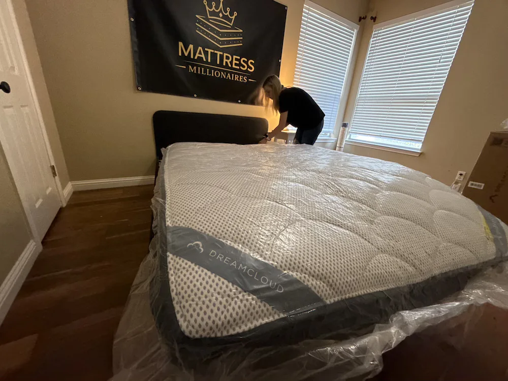 Unboxing the DreamCloud Premier mattress for testing