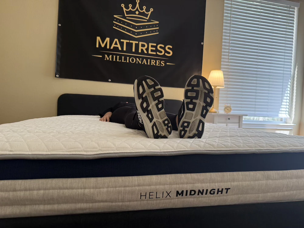 Helix Midnight mattress in Mattress Millionaires testing room