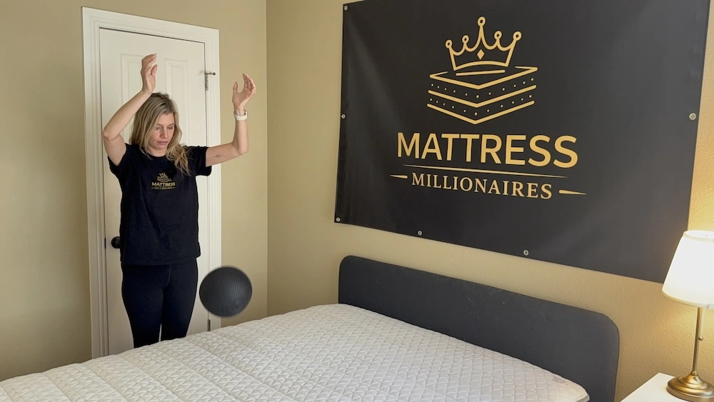 Weighted ball drop test on Helix Midnight mattress to evaluate motion isolation
