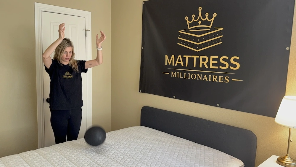 Motion isolation ball drop test on the Helix Midnight mattress