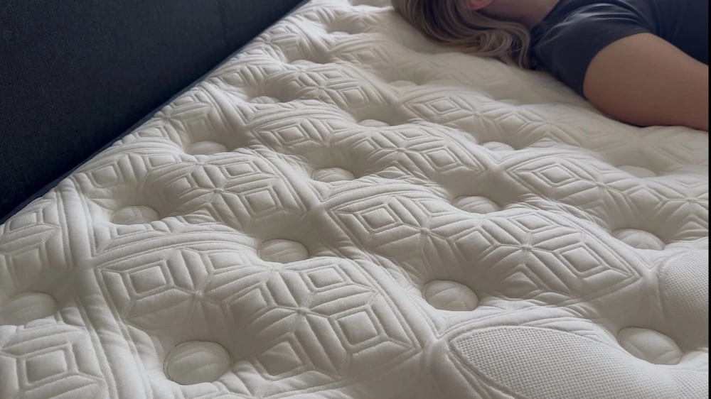 Close-up of the Kirkland Lakeridge pillow top cushioning a sleeper