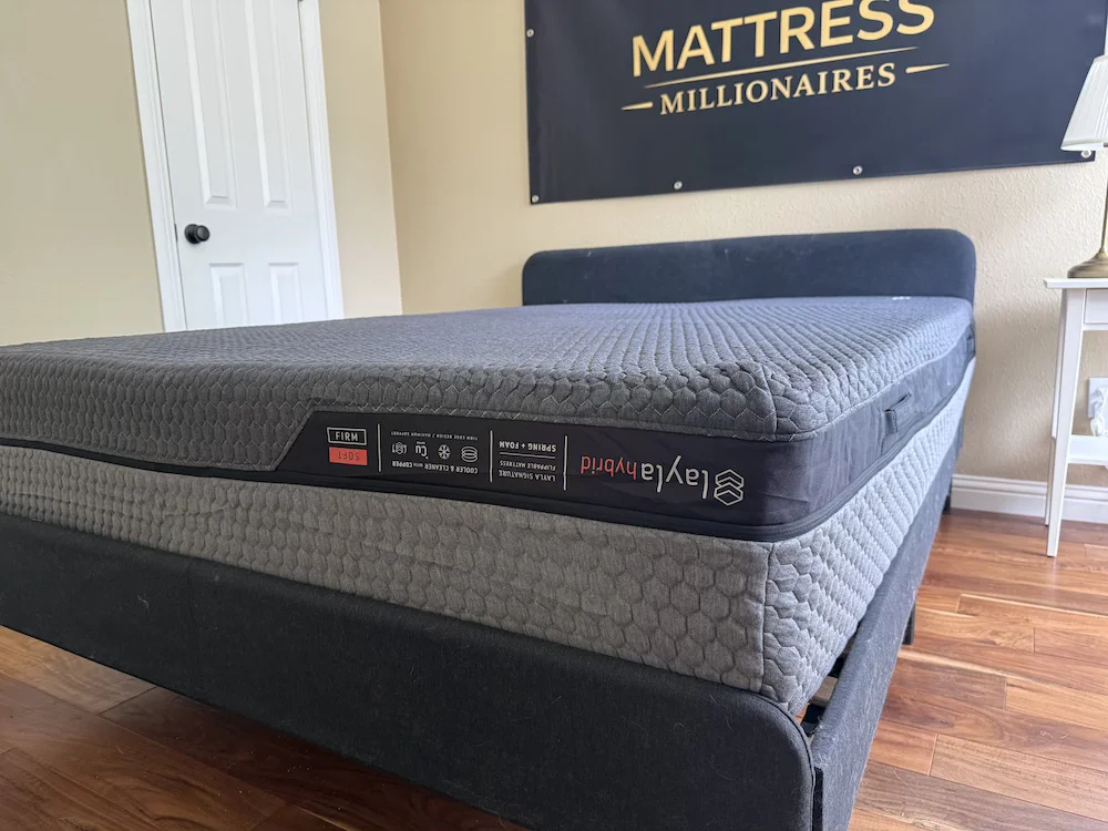 Layla Hybrid mattress full view during Mattress Millionaires testing