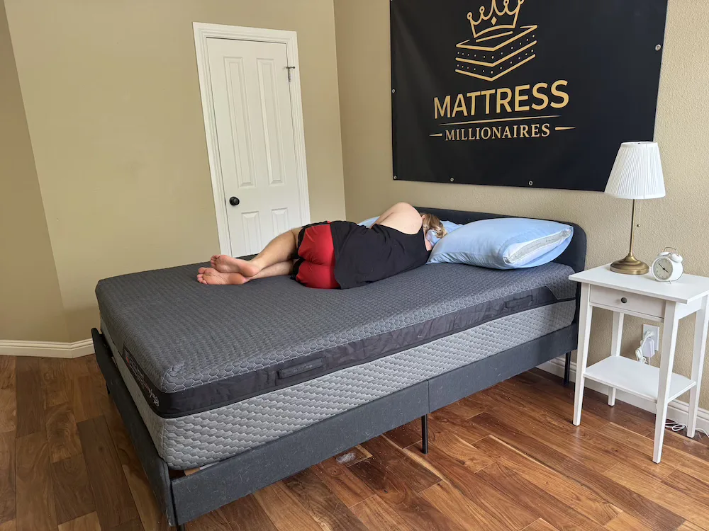Side sleeper testing the Layla Hybrid Flippable mattress