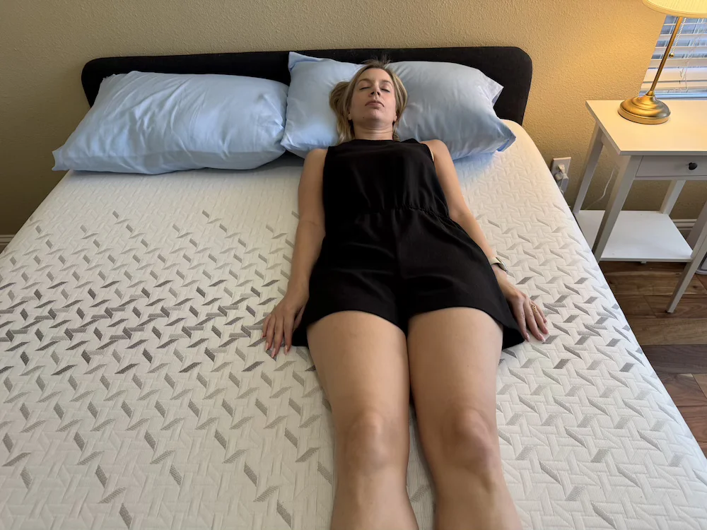 Back sleeper testing support on Nectar Premier mattress