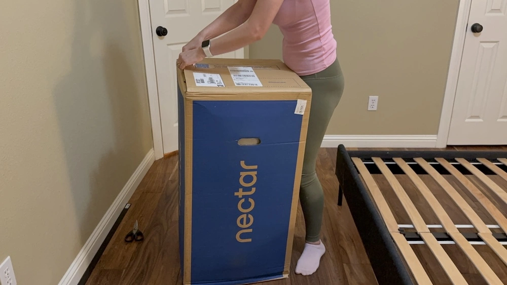 Nectar Premier mattress unboxing in bedroom setup