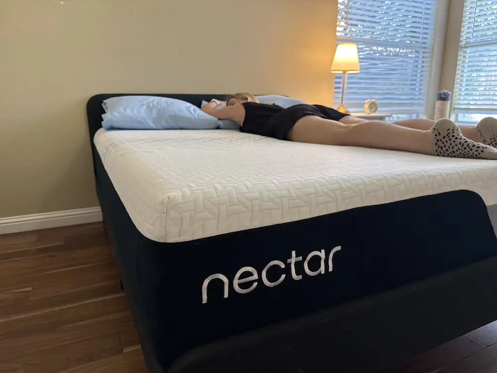 Stomach sleeping test on the Nectar Premier mattress