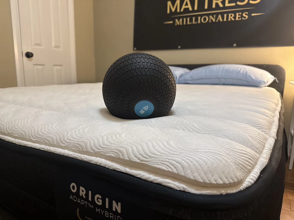 10-pound weighted ball on the Origin Adapt Hybrid during pressure-relief and sinkage testing