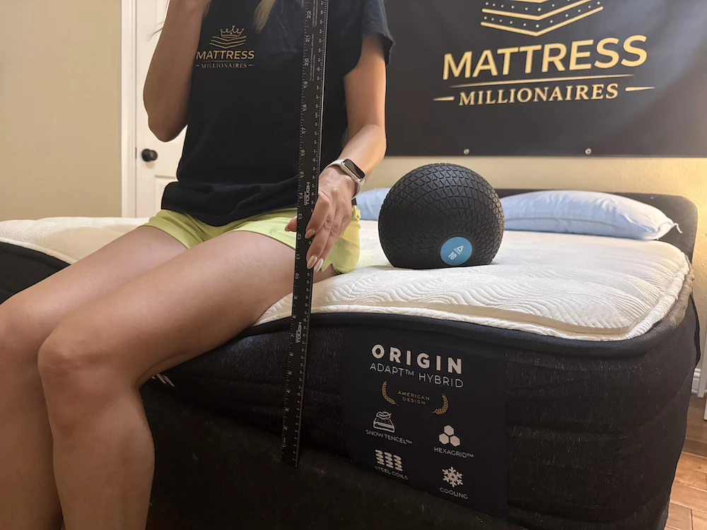 Measuring seated edge compression on the Origin Adapt Hybrid mattress