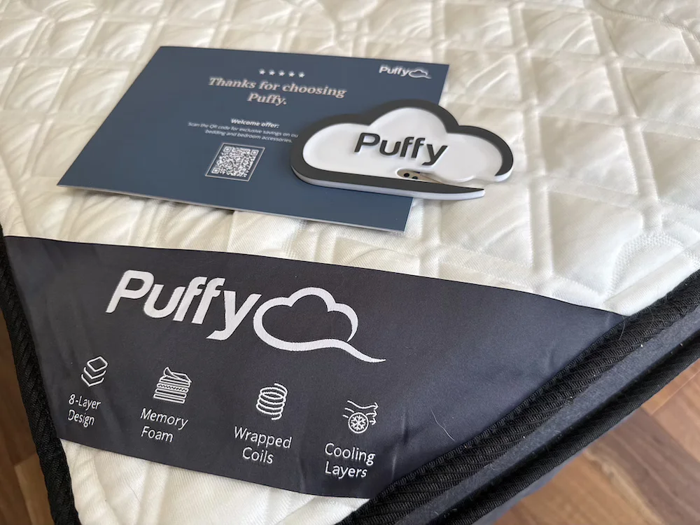 Puffy Lux Hybrid branding and included materials