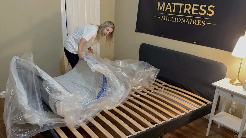 Unboxing the compressed Purple mattress