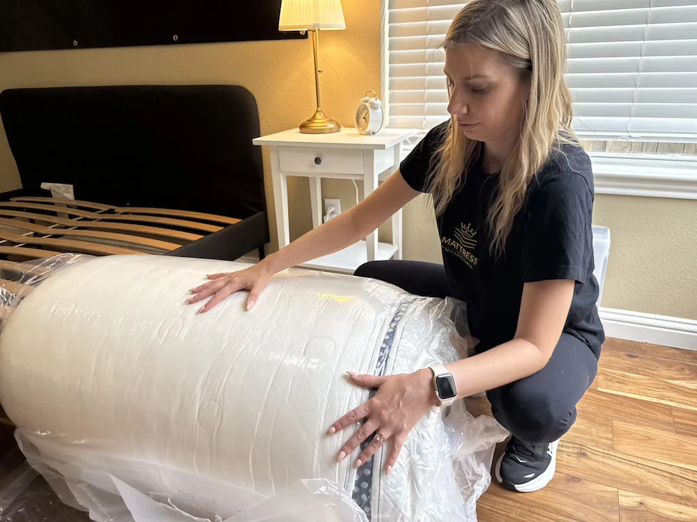 Unboxing the compressed WinkBed Luxury Firm mattress