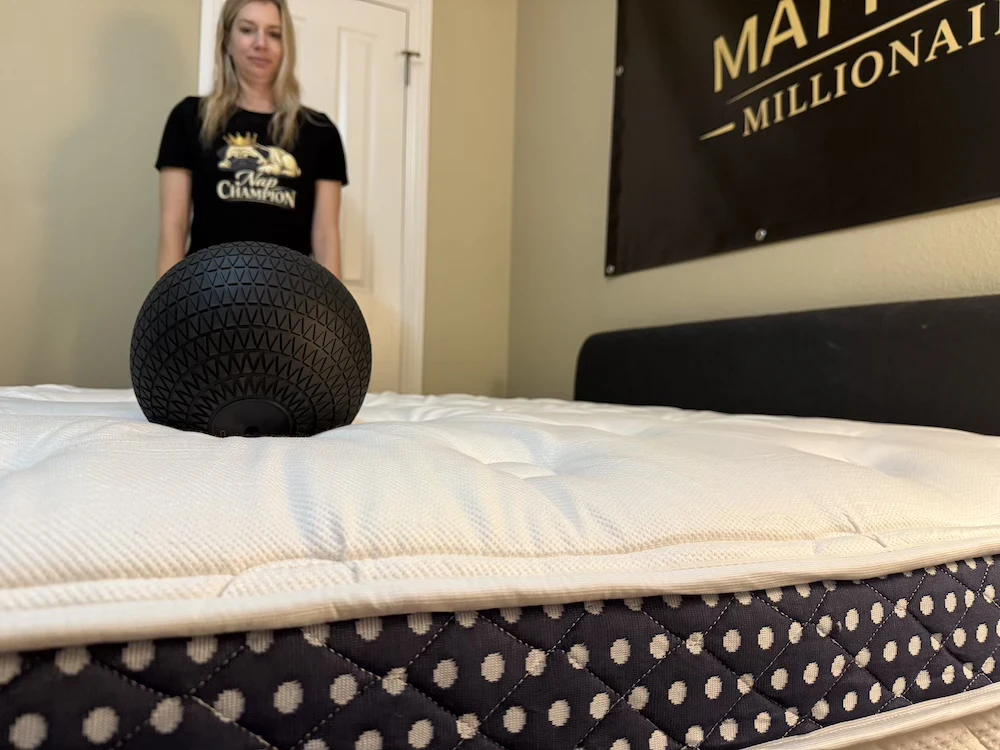 Weighted ball testing motion isolation on WinkBed Luxury Firm