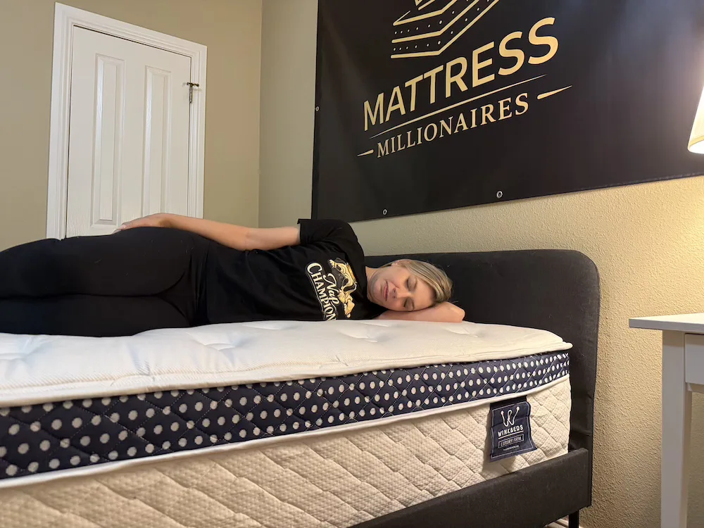 Side sleeper testing WinkBed Luxury Firm mattress