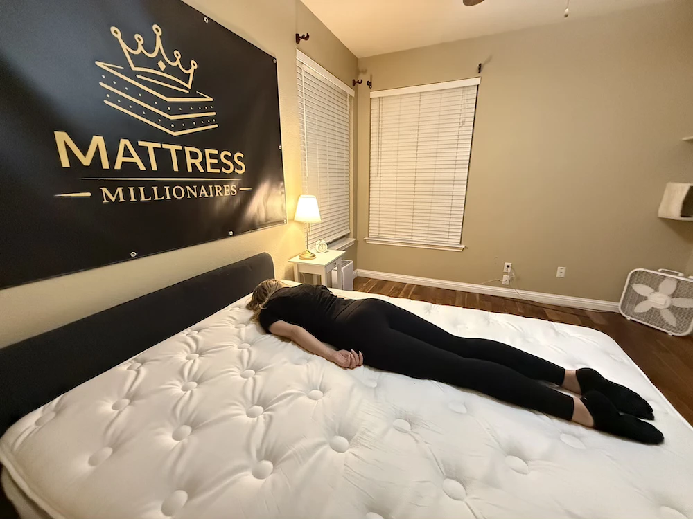 WinkBed mattress support for stomach sleepers and lower back alignment