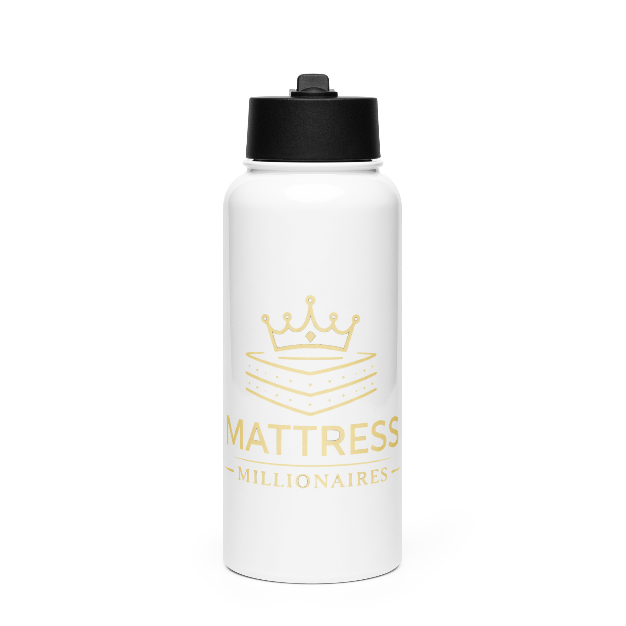 Mattress Millionaires Logo | Stainless steel water bottle with a straw lid